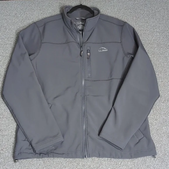 L.L. Bean Windproof Soft Shell Jacket Size Large In Alloy Gray Fleece Lined - Picture 2 of 13